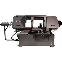 Jet - 19-1/4 x 4" Max Capacity, Semi-Automatic Variable Speed Pulley Horizontal Bandsaw - 90 to 370 SFPM Blade Speed, 230/460 Volts, 45 & 90°, 3 hp, 3 Phase - Benchmark Tooling