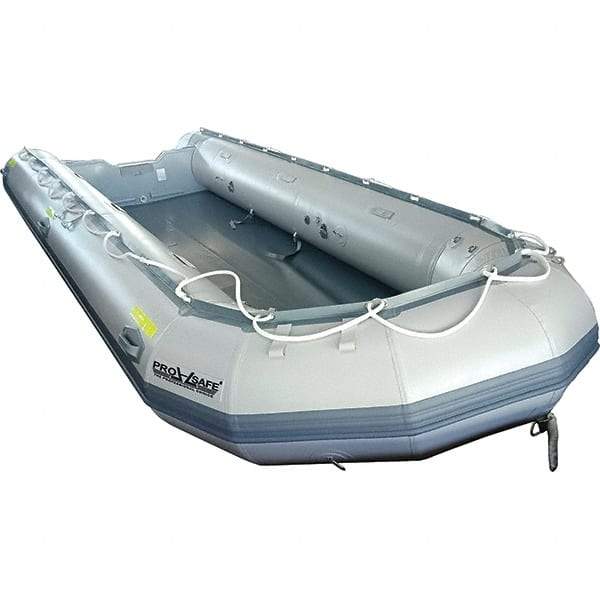 PRO-SAFE - Emergency Preparedness Supplies Type: Rescue Boat Contents/Features: Transom Style; Carry Bag; Foot Pump; (2) Oars; Repair Kit; (2) Aluminum Bench Seats; 8 Person - Benchmark Tooling