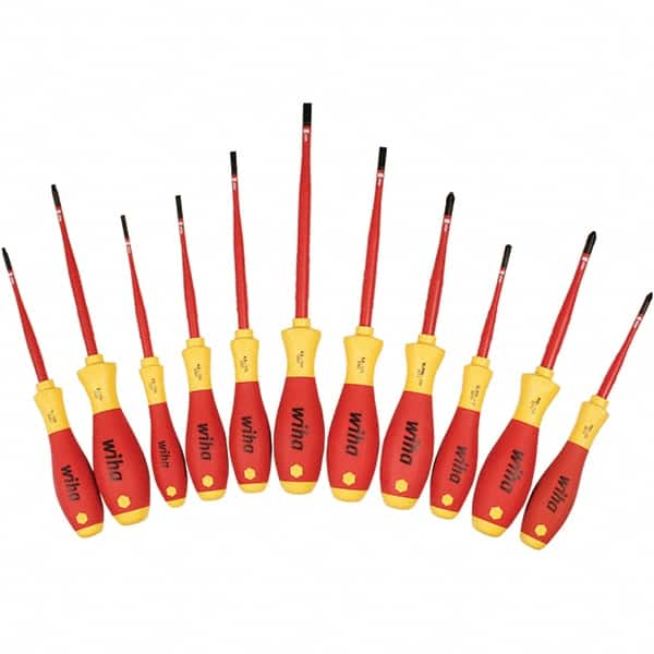 Wiha - 8 Piece Slotted, Phillips, Square & Terminal Xeno Screwdriver Set - Bit Sizes: Philips #1 & #2, Comes in Box - Benchmark Tooling