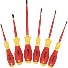 Wiha - 6 Piece Slotted, Phillips & Square Screwdriver Set - Bit Sizes: Philips #1 & #2, Comes in Box - Benchmark Tooling