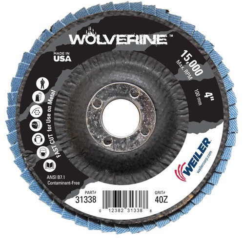 4″ Vortec Pro Abrasive Flap Disc, Angled, Phenolic Backing, 40Z, 5/8″ Arbor Hole - Benchmark Tooling