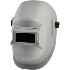 Welding Helmet: Silver, Nylon, Shade 10 Silver, Nylon, 4″ Window Width x 2″ Window Height, Lift Front, Green Lens