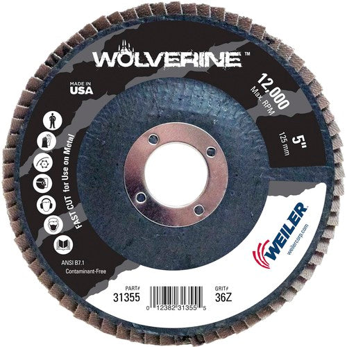 5″ Vortec Pro Abrasive Flap Disc, Angled, Phenolic Backing, 36Z, 7/8″ Arbor Hole - Benchmark Tooling