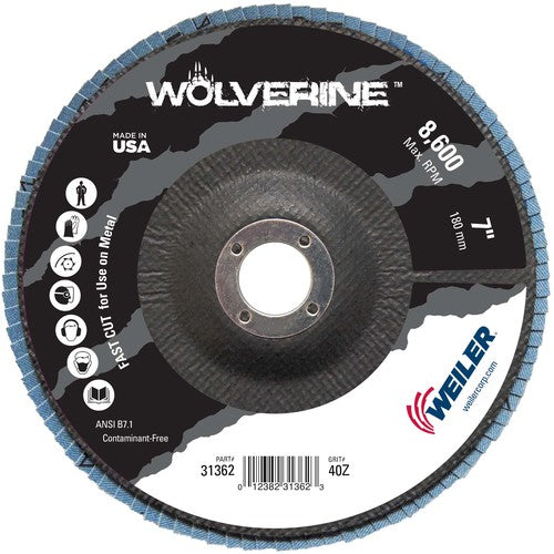 7″ Vortec Pro Abrasive Flap Disc, Angled, Phenolic Backing, 40Z, 7/8″ Arbor Hole - Benchmark Tooling