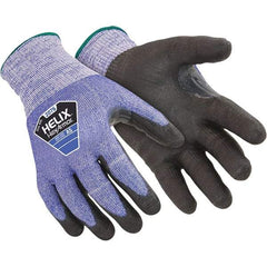 HexArmor - Size 2XS (5), ANSI Cut Lvl A5, Puncture Lvl 5, Abrasion Lvl 5, Polyurethane Coated Cut Resistant Gloves - Palm & Fingers Coated, Knit Wrist, Blue/Black, Paired - Benchmark Tooling