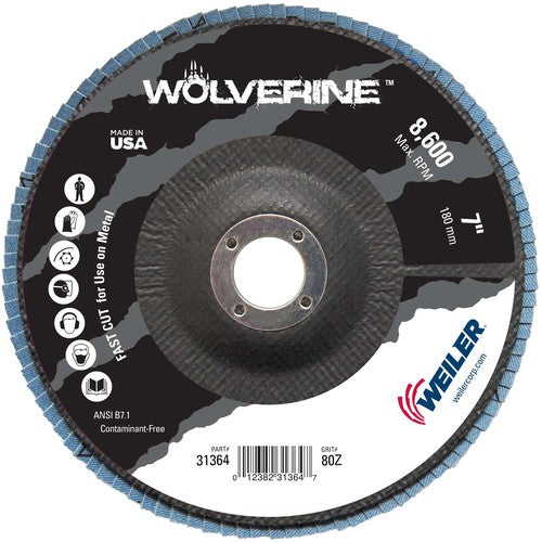 7″ Vortec Pro Abrasive Flap Disc, Angled, Phenolic Backing 80Z, 7/8″ Arbor Hole - Benchmark Tooling