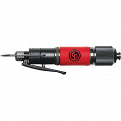 Chicago Pneumatic - 1/4" Bit Holder, 1,300 RPM, Pistol Grip Handle Air Screwdriver - 2-1/2 to 5.8 Ft/Lb Torque, 1/4" Inlet, 14.8 CFM - Benchmark Tooling