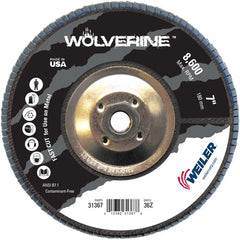 7″ Vortec Pro Abrasive Flap Disc, Angled, Phenolic Backing, 36Z, 5/8″-11 UNC Nut - Benchmark Tooling