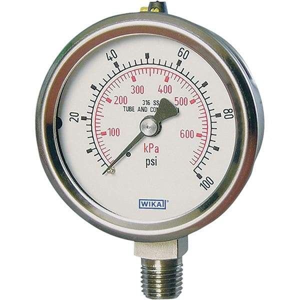 Wika - 2-1/2" Dial, 1/4 Thread, -1-15 Scale Range, Pressure Gauge - Lower Connection Mount, Accurate to 2-1-2% of Scale - Benchmark Tooling