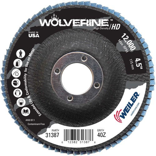 4 1/2″ - 7/8″ - 40 Grit - T29 Zirconium Wolverine Fast Cut Flap Disc - Benchmark Tooling