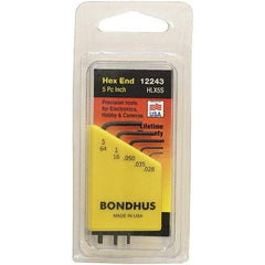 Bondhus - 5 Piece, L-Key Hex Key Set - .028 to 5/64" Range, Protanium Steel - Benchmark Tooling