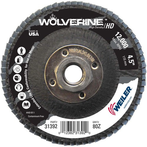 4-1/2″ Vortec Pro High Density Abrasive Flap Disc, Flat, Phenolic Backing, 80Z, 5/8″-11 UNC Nut - Benchmark Tooling