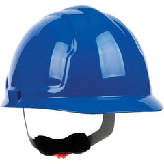 PRO-SAFE - ANSI Type I, Class E Rated, 4-Point, Ratchet Adjustment Hard Hat - Blue, Standard Brim - Benchmark Tooling