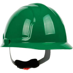 PRO-SAFE - ANSI Type I, Class E Rated, 4-Point, Ratchet Adjustment Hard Hat - Green, Standard Brim - Benchmark Tooling