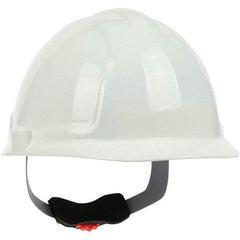 PRO-SAFE - ANSI Type I, Class E Rated, 4-Point, Ratchet Adjustment Hard Hat - White, Standard Brim - Benchmark Tooling