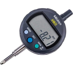Mitutoyo - 0 to 12.7mm Range, 0.001mm Graduation, Electronic Drop Inidicator - Flat Back, 0.02mm Accuracy, LCD Display, Metric - Benchmark Tooling