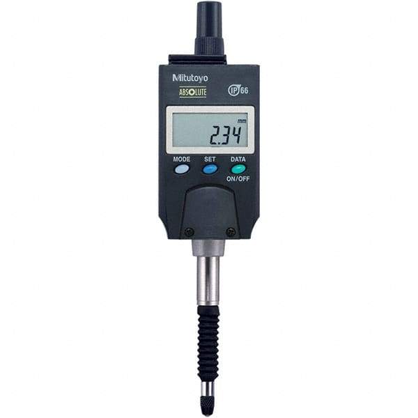 Mitutoyo - 0 to 5mm Range, 0.001 & 0.01mm Graduation, Electronic Drop Inidicator - Lug Back, 0.003mm Accuracy, LCD Display, Metric - Benchmark Tooling