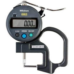 Mitutoyo - 0mm to 12mm Measurement, 0.01mm Resolution Electronic Thickness Gage - Accurate up to 0.001", 1.5 N Measuring Force - Benchmark Tooling