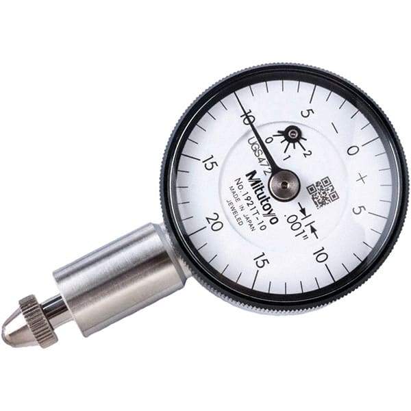 Mitutoyo - 0.1" Range, 0-20-0 Dial Reading, 0.001" Graduation Dial Drop Indicator - 1.22" Dial, 0.04" Range per Revolution, 0.001" Accuracy, Revolution Counter - Benchmark Tooling