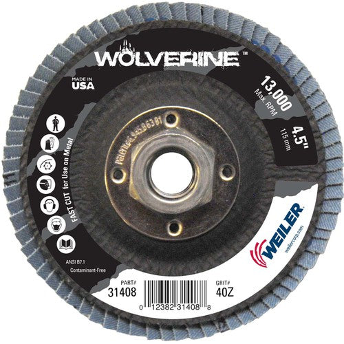 4-1/2″ Vortec Pro Abrasive Flap Disc, Flat, Phenolic Backing, 40Z, 5/8″-11 UNC Nut - Benchmark Tooling