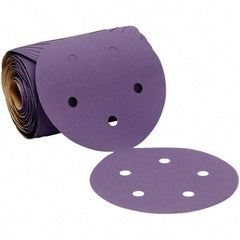 3M - 5" Diam, 320 Grit Ceramic Adhesive PSA Disc - Extra Fine Grade, Purple, Polyester Backing, Flexible, 12,000 Max RPM, Use with Random Orbital Sanders - Benchmark Tooling