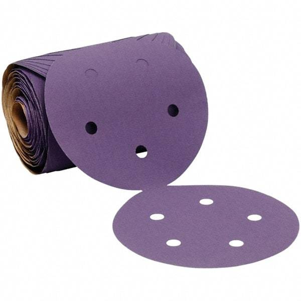 3M - 5" Diam, 400 Grit Ceramic Adhesive PSA Disc - Super Fine Grade, Purple, Polyester Backing, Flexible, 12,000 Max RPM, Use with Random Orbital Sanders - Benchmark Tooling