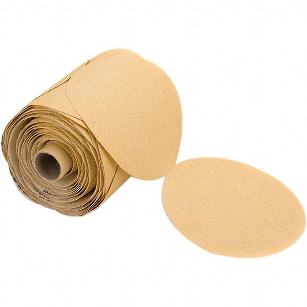 Mirka - 5" Diam, 400 Grit Aluminum Oxide Adhesive PSA Disc - Gold, C Weighted Backing, Flexible, 12,000 Max RPM, Use with Random Orbital Sanders - Benchmark Tooling