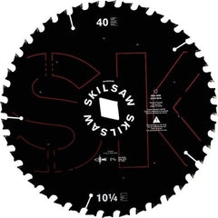 Skilsaw - 10-1/4" Diam, 1" Arbor Hole Diam, 40 Tooth Wet & Dry Cut Saw Blade - Cermet-Tipped, Cutoff Action, Diamond Arbor - Benchmark Tooling