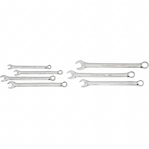 GearWrench - 7 Piece, 3/8" to 3/4", 12 Point Ratcheting Combination Wrench Set - Inch Measurement Standard, Chrome Finish, Comes in Nylon Roll - Benchmark Tooling