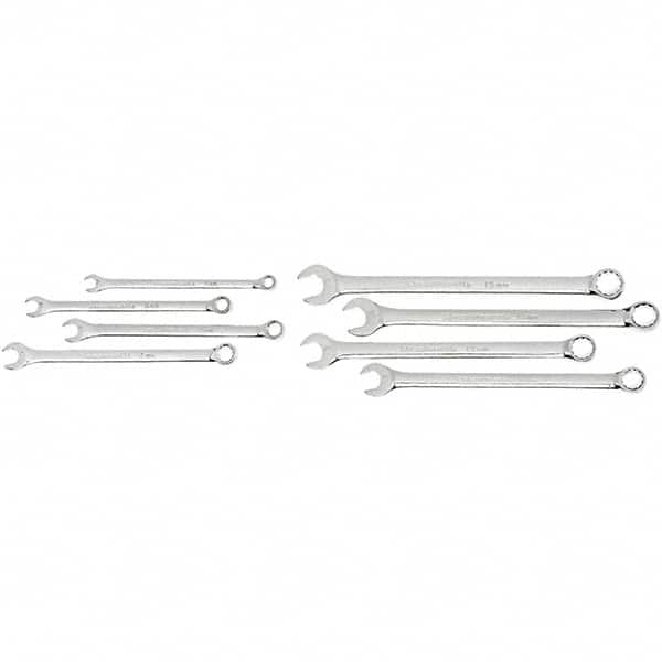 GearWrench - 9 Piece, 7mm to 15mm, 12 Point Ratcheting Combination Wrench Set - Metric Measurement Standard, Chrome Finish, Comes in Nylon Roll - Benchmark Tooling