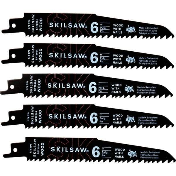 Skilsaw - 9" Long x 1" Thick, Bi-Metal Reciprocating Saw Blade - Straight Profile, 5 to 8 TPI, Toothed Edge, Universal Shank - Benchmark Tooling