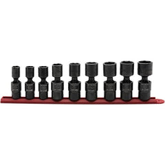 GearWrench - 9 Piece 1/2" Drive Black Finish Impact Socket Set - 6 Points, 1/2" to 1" Range, Inch Measurement Standard - Benchmark Tooling