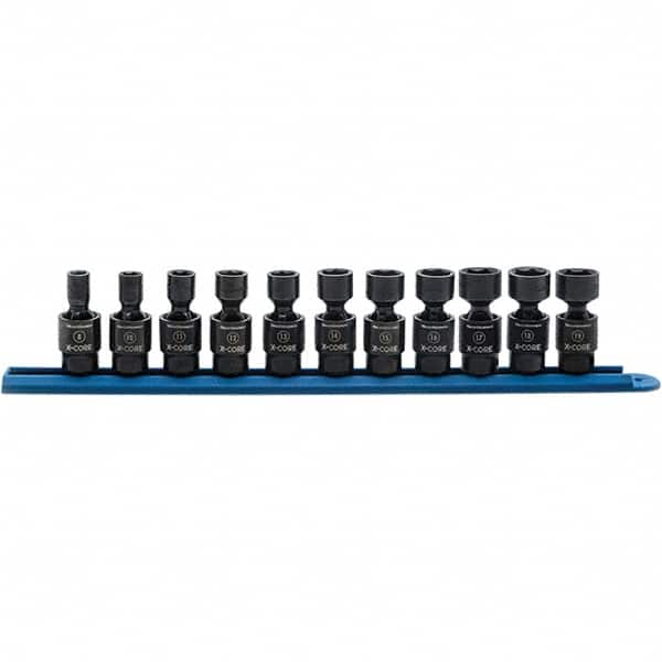 GearWrench - 11 Piece 3/8" Drive Black Finish Impact Socket Set - 6 Points, 8mm to 19mm Range, Metric Measurement Standard - Benchmark Tooling