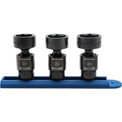 GearWrench - 3 Piece 3/8" Drive Black Finish Impact Socket Set - 6 Points, 21mm to 24mm Range, Metric Measurement Standard - Benchmark Tooling