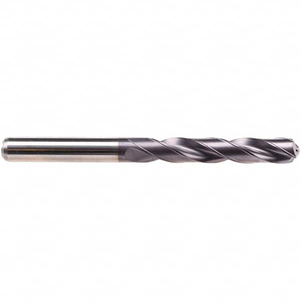 Emuge - 8.2mm 140° Solid Carbide Jobber Drill - TiAlN Finish, Right Hand Cut, Spiral Flute, Cylindrical Shank, 103mm OAL, Four Facet Point - Benchmark Tooling