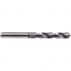 Emuge - 8.2mm 140° Solid Carbide Jobber Drill - TiAlN Finish, Right Hand Cut, Spiral Flute, Cylindrical Shank, 103mm OAL, Four Facet Point - Benchmark Tooling