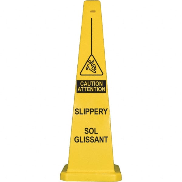 PRO-SAFE - Wet Floor, 12" Wide x 36" High, Polypropylene Cone Floor Sign - Benchmark Tooling