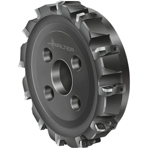 Walter - 12 Inserts, 250mm Cut Diam, 60mm Arbor Diam, Indexable Square-Shoulder Face Mill - 0° Lead Angle, 63mm High, Series F2010-B3-AD1204 - Benchmark Tooling