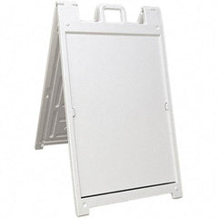 NMC - 24" Wide x 36" High Sign Compatiblity, Rigid Plastic Square Floor Sign Holder - White, 45" Holder Height - Benchmark Tooling