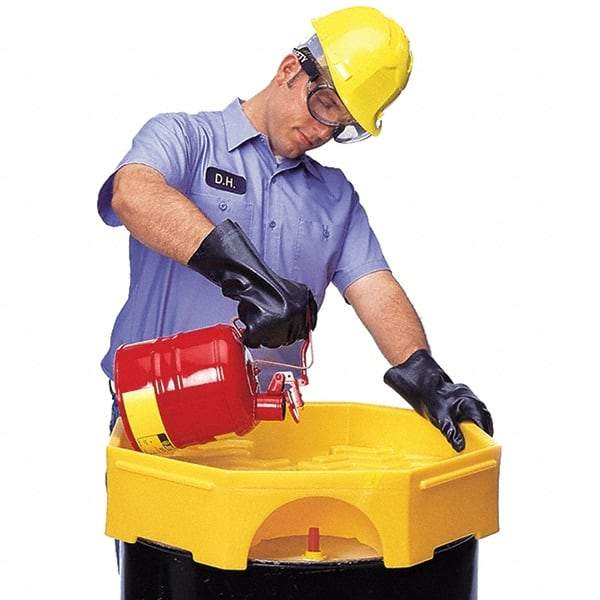 UltraTech - 9-1/2" High x 29" Diam, Polyethylene, Manual Closing Bung Funnel - 6 Gal Drum/Pail Capacity - Benchmark Tooling