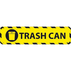 NMC - Trash Can, Anti-Skid Pressure-Sensitive Vinyl Floor Sign - Rectangle, Black on Yellow, Adhesive Backed, For Restroom, Janitorial & Housekeeping - Benchmark Tooling