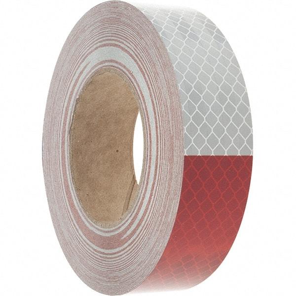 3M - 1-1/2" Wide, Red/White Reflective OSHA Conspicuity Tape - Stick-On - Benchmark Tooling