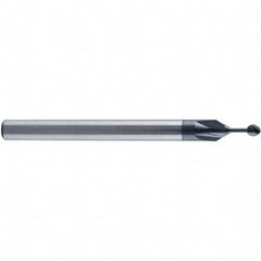 Accupro - 3/8" Diam, 0.349" LOC, 4 Flute Solid Carbide Ball End Mill - nACo Finish, Single End, 4" OAL, 3/8" Shank Diam, Undercutting - Benchmark Tooling