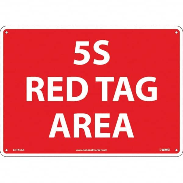 NMC - "5S Red Tag Area", 10" Long x 14" Wide, Aluminum Safety Sign - Rectangular, Use for Workplace/Safety - Benchmark Tooling