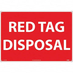 NMC - "Red Tag Disposal", 14" Long x 20" Wide, Rigid Plastic Safety Sign - Rectangular, Use for Workplace/Safety - Benchmark Tooling