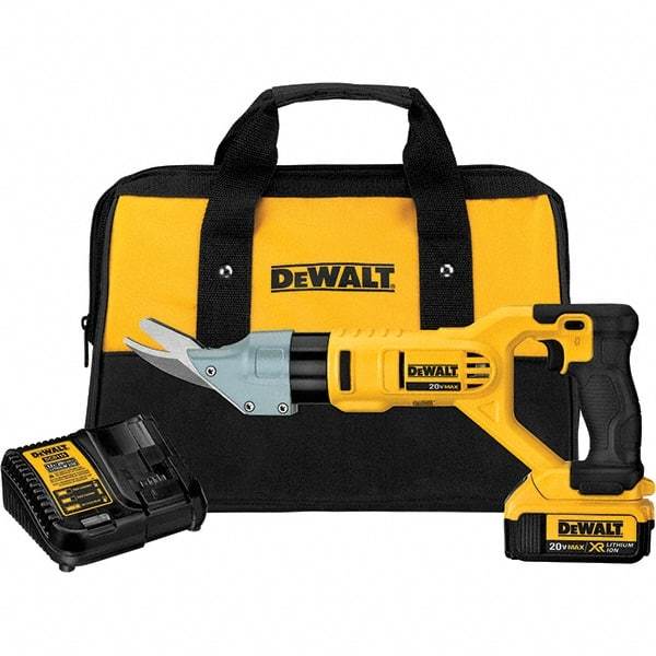 DeWALT - 2,500 SPM, 20 Volt, Pistol Grip Handle, Handheld Cordless Shear - 5/8" Cutting Capacity - Benchmark Tooling