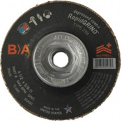 BULLARD - 50 Grit, 5" Wheel Diam, 1/8" Wheel Thickness, Type 29 Depressed Center Wheel - Coarse Grade, Ceramic, 12,200 Max RPM, Compatible with Angle Grinder - Benchmark Tooling