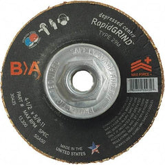 BULLARD - 50 Grit, 4-1/2" Wheel Diam, 1/8" Wheel Thickness, Type 29 Depressed Center Wheel - Coarse Grade, Ceramic, 13,300 Max RPM, Compatible with Angle Grinder - Benchmark Tooling