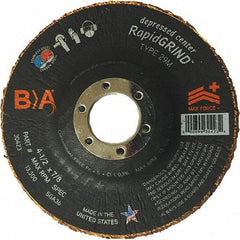 BULLARD - 36 Grit, 4-1/2" Wheel Diam, 1/8" Wheel Thickness, 7/8" Arbor Hole, Type 29 Depressed Center Wheel - Coarse/Extra Coarse Grade, Ceramic, 13,300 Max RPM, Compatible with Angle Grinder - Benchmark Tooling