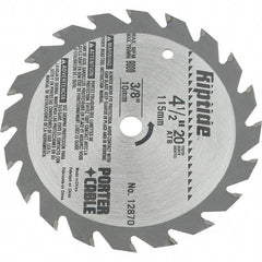 Porter-Cable - 4-1/2" Diam, 3/8" Arbor Hole Diam, 20 Tooth Wet & Dry Cut Saw Blade - Carbide-Tipped, Ripping Action, Standard Round Arbor - Benchmark Tooling